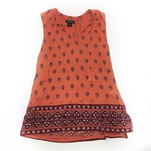Lucky Brand Blouse Sleeveless Pink Coral Floral